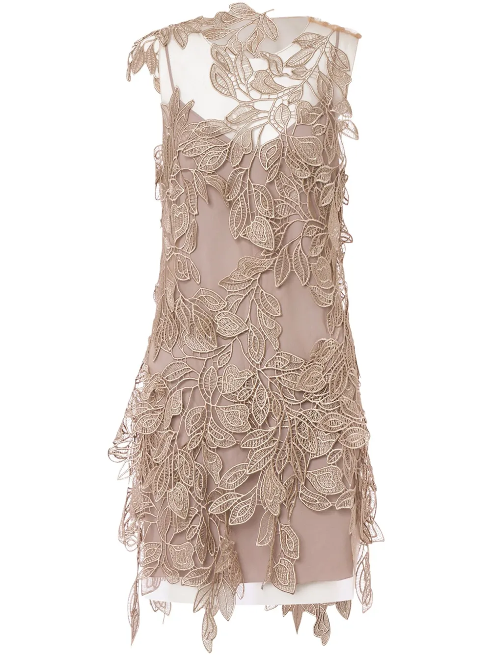 Alberta Ferretti Mini-jurk met geborduurde bloemen Beige