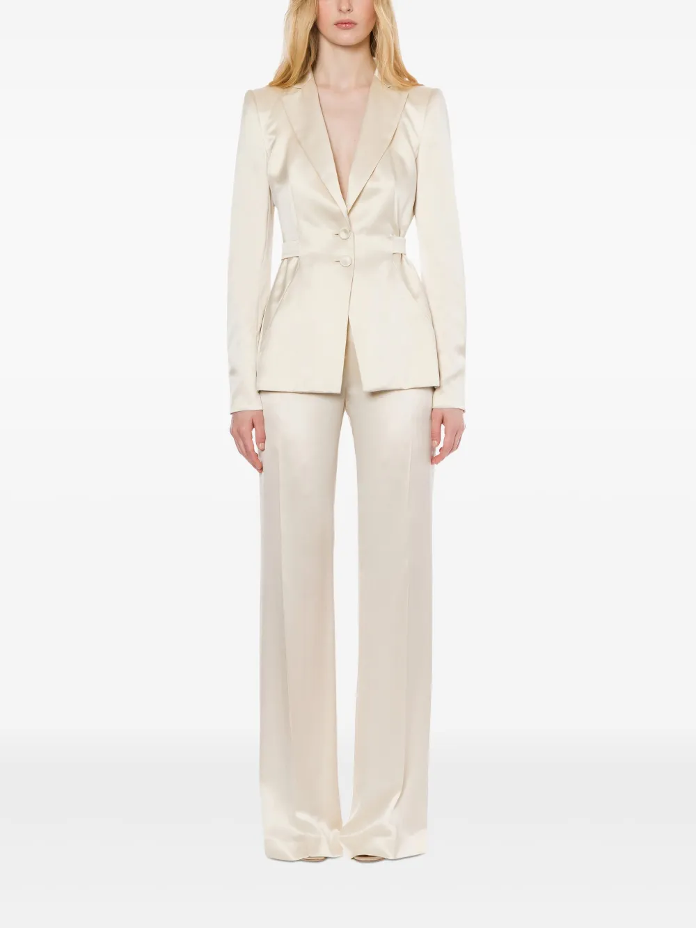 Alberta Ferretti Satijnen blazer met uitgesneden details - Wit