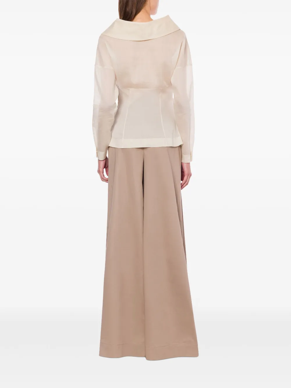 Alberta Ferretti Blouse met sjaalkraag Beige