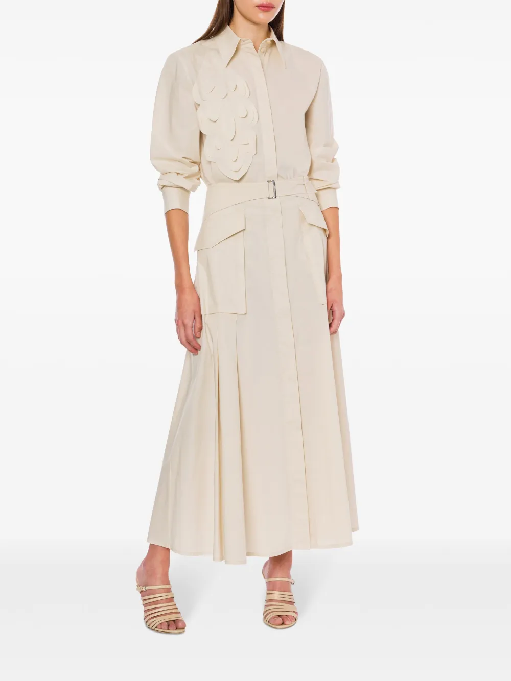 Alberta Ferretti Midi-rok met ceintuur - Beige