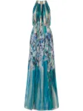 Alberta Ferretti marble-print maxi dress - Blue