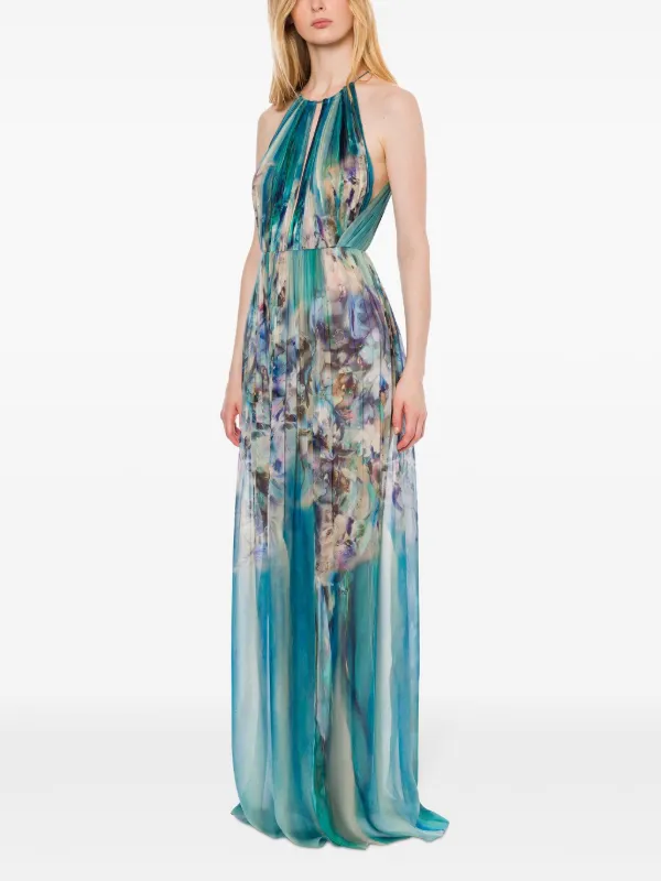 Alberta Ferretti marble-print Maxi Dress | Blue | FARFETCH