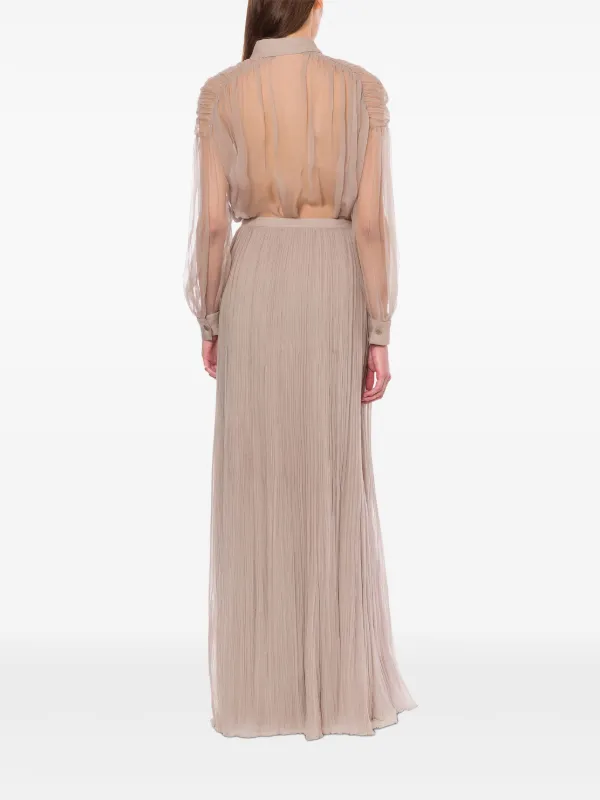 【A  FERRETTI】イタリア製品 シルク スカート Alberta Ferretti シルク マキシスカート | ニュートラル