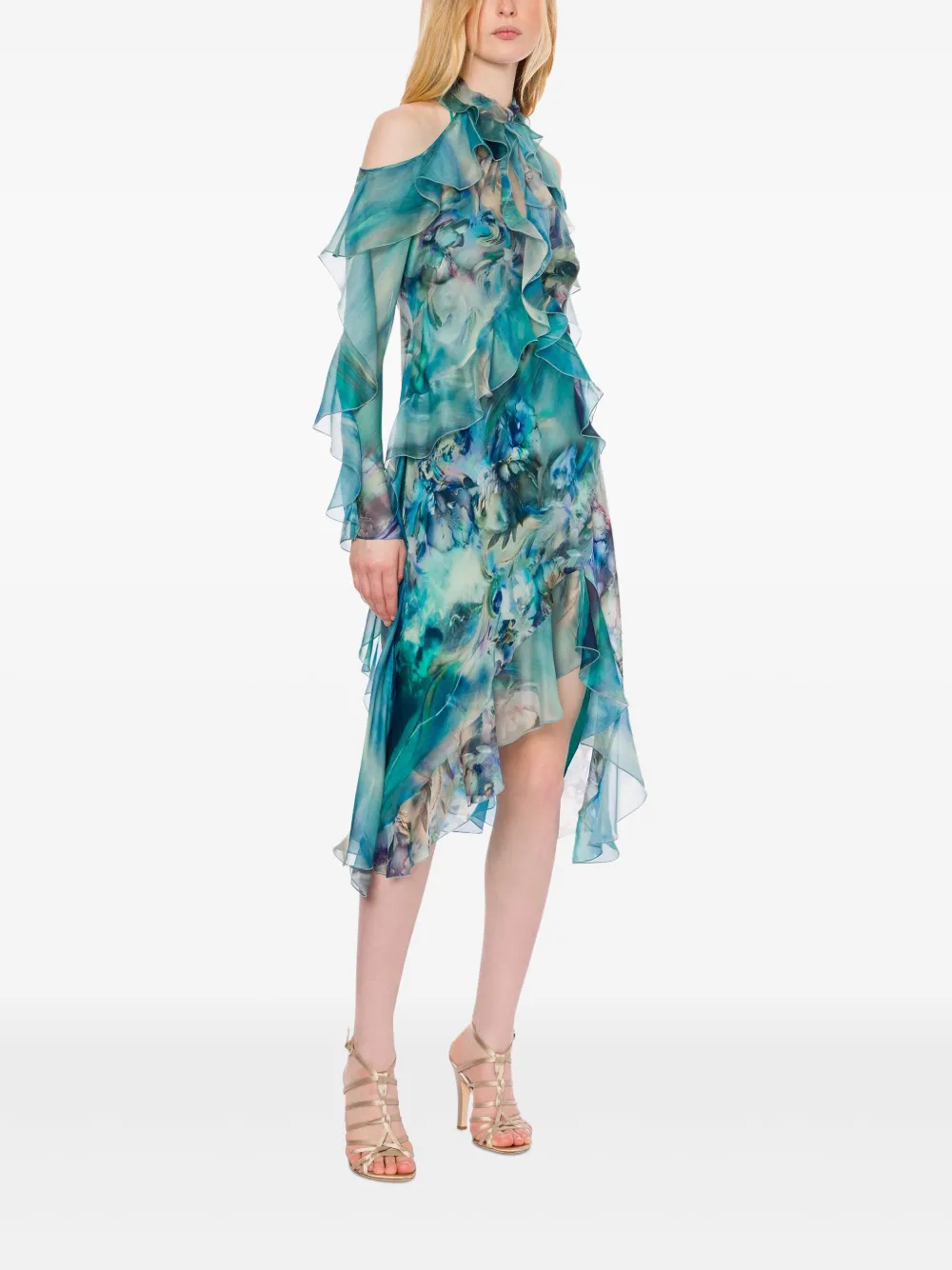 Alberta Ferretti Jurk met bloemenprint - Blauw