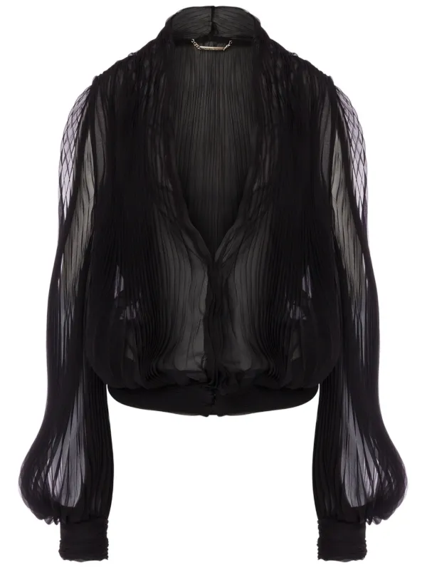 新品  FERRETTI アルベルタフェレッティ シルクブラウス Alberta Ferretti シルク ブラウス | ブラック | FARFETCH JP