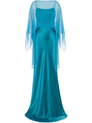 alberta ferretti silk dress in light blue Long slip dress with side slit