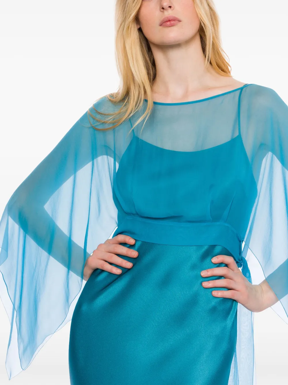 Alberta Ferretti Satijnen maxi-jurk Blauw