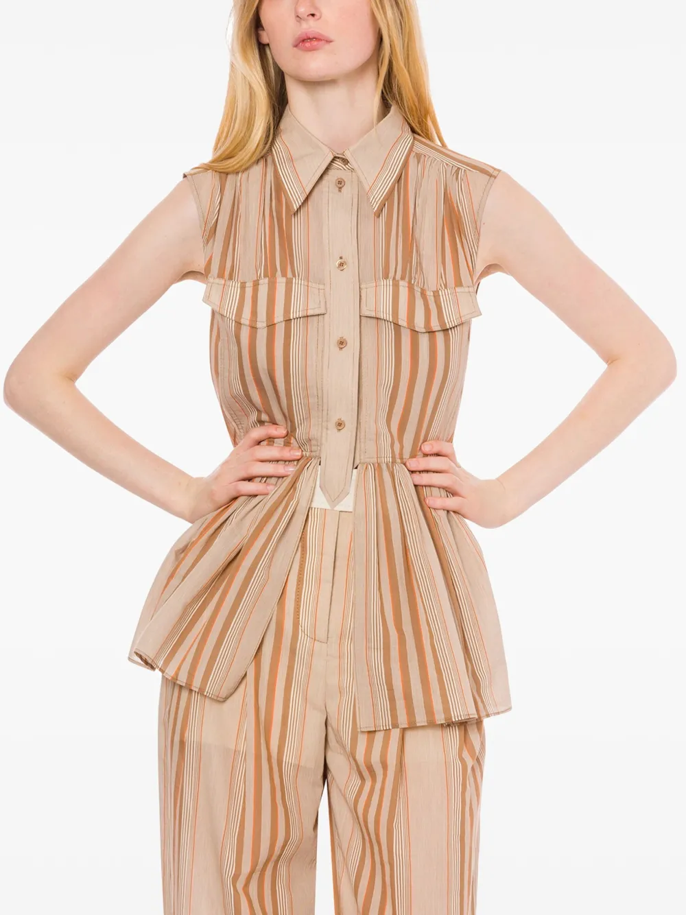 Alberta Ferretti Gestreepte tanktop Beige