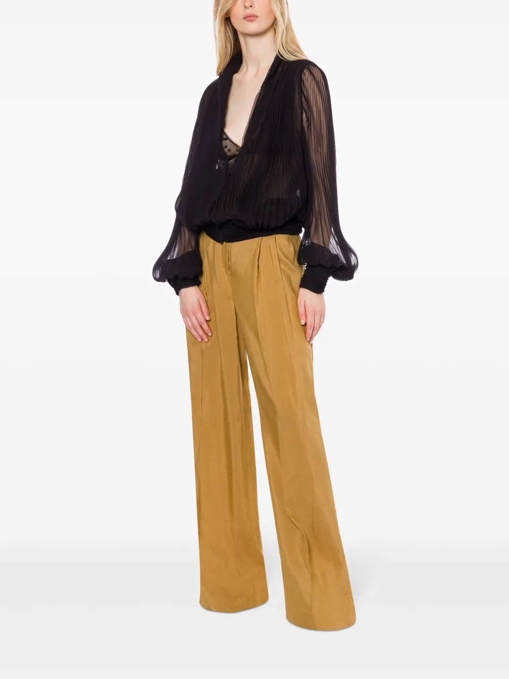 Alberta Ferretti Pantalon met wijde pijpen - Bruin