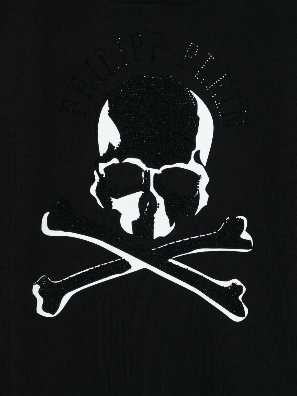 Philipp Plein Junior Hoodie met logo van stras Zwart