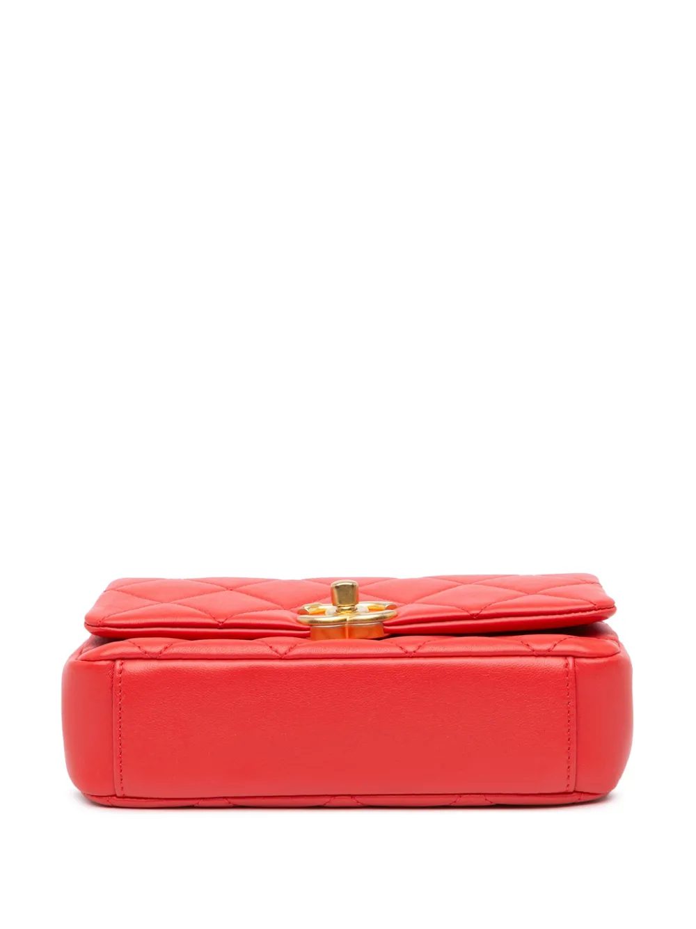 Pre-owned Chanel 2021 Small Quilted Lambskin Chain Is More Flap Satchel In Red
