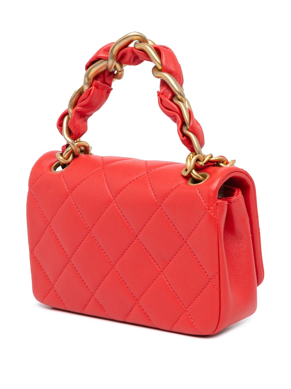 CHANEL Pre-Owned 2021 kleine Chain Is More Flap gewatteerde lamsleren boekentas - Rood