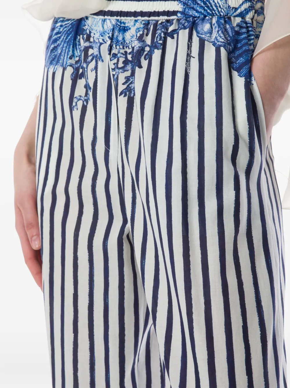 Alberta Ferretti Gestreepte katoenen broek Wit