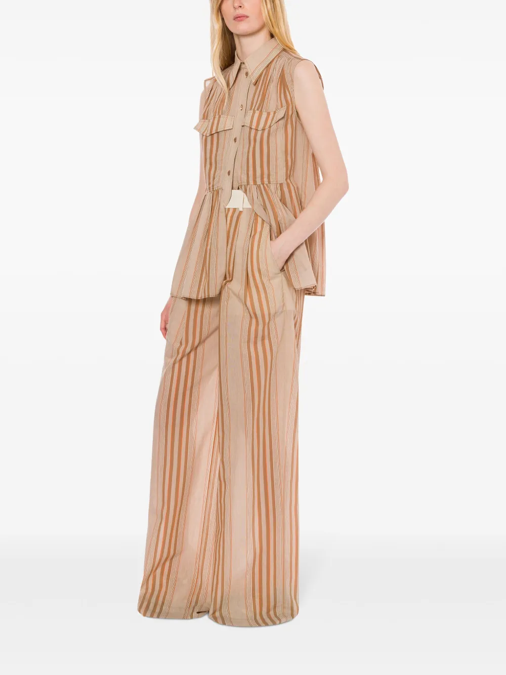 Alberta Ferretti Gestreepte palazzo broek - Beige