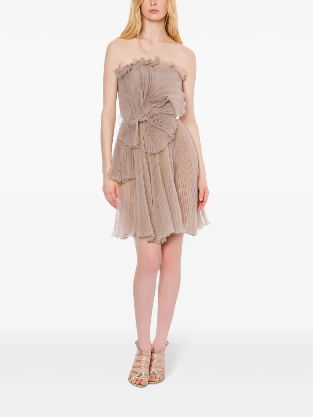 Alberta Ferretti Plissé mini-jurk - Beige