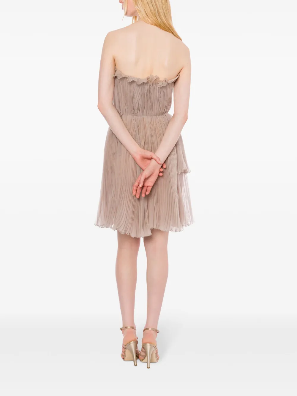 Alberta Ferretti Plissé mini-jurk Beige