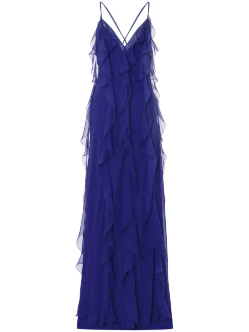 Robe longue à volants - Alberta Ferretti - Modalova