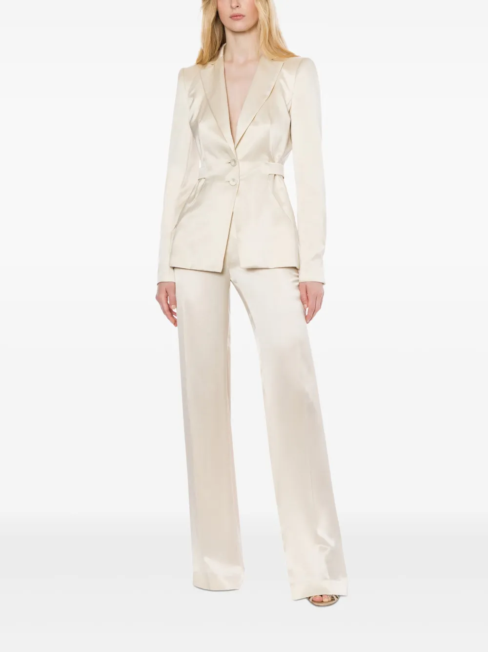 Alberta Ferretti Satijnen pantalon - Beige