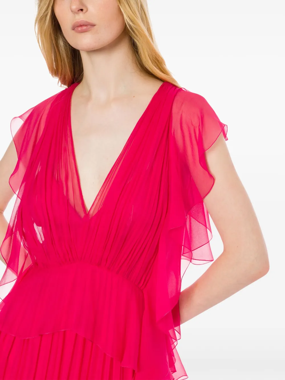Alberta Ferretti Gedrapeerde maxi-jurk Roze