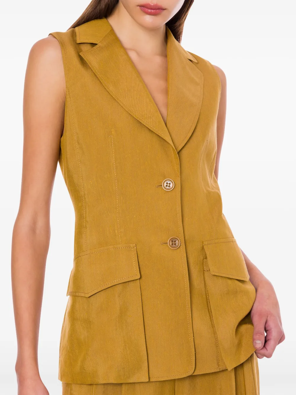 Alberta Ferretti Gilet met enkele rij knopen Bruin