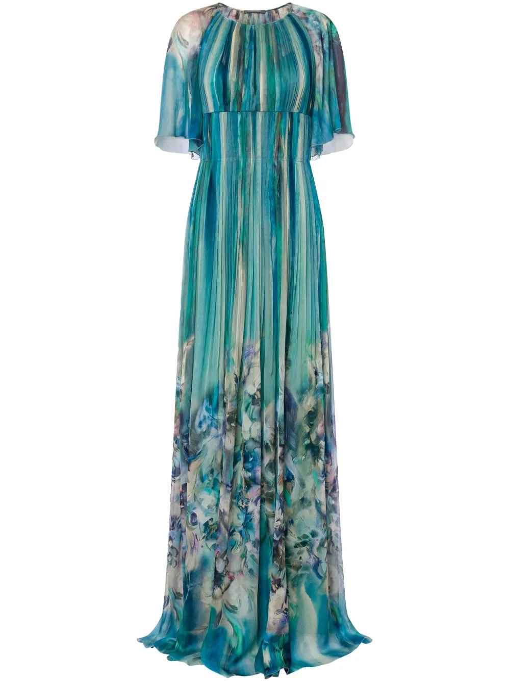 Alberta Ferretti Abstract-print Maxi Dress In Blue