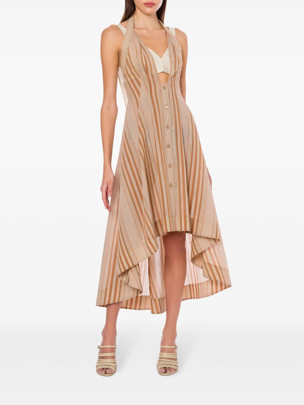 Alberta Ferretti Gestreepte midi-jurk - Beige