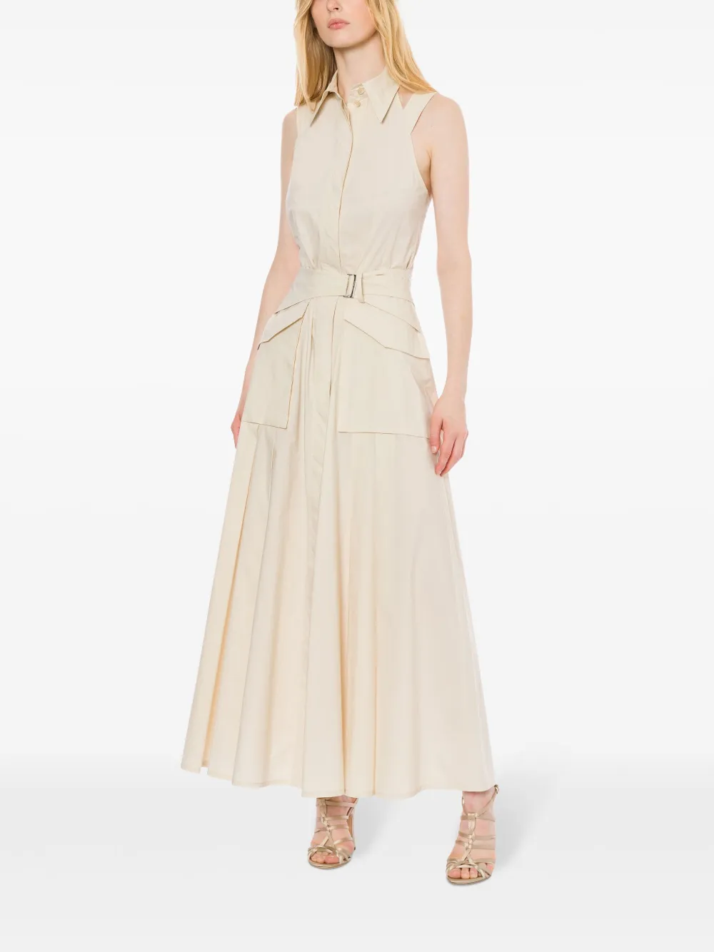 Alberta Ferretti Maxi-jurk met ceintuur - Beige