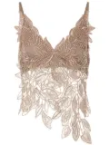 Alberta Ferretti floral-embroidery top - Neutrals