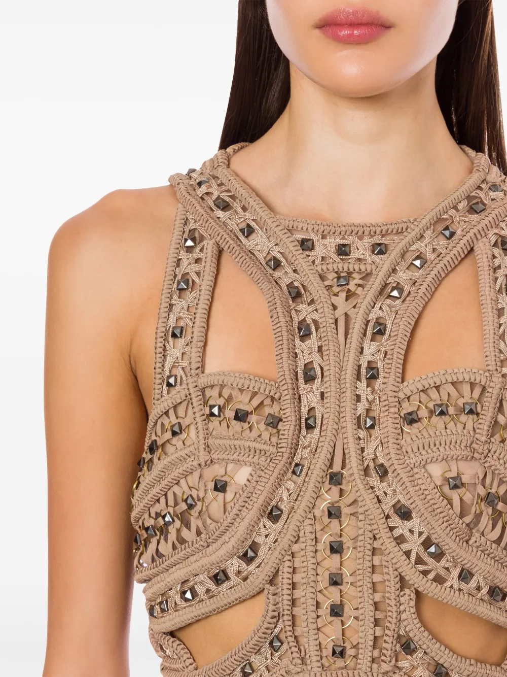 Alberta Ferretti Geweven tanktop Beige