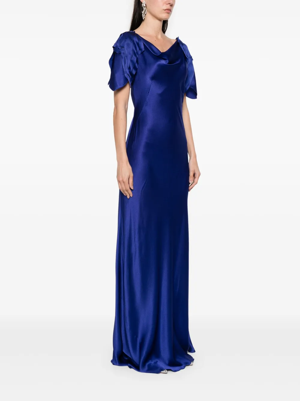 Alberta Ferretti Satijnen maxi-jurk Blauw