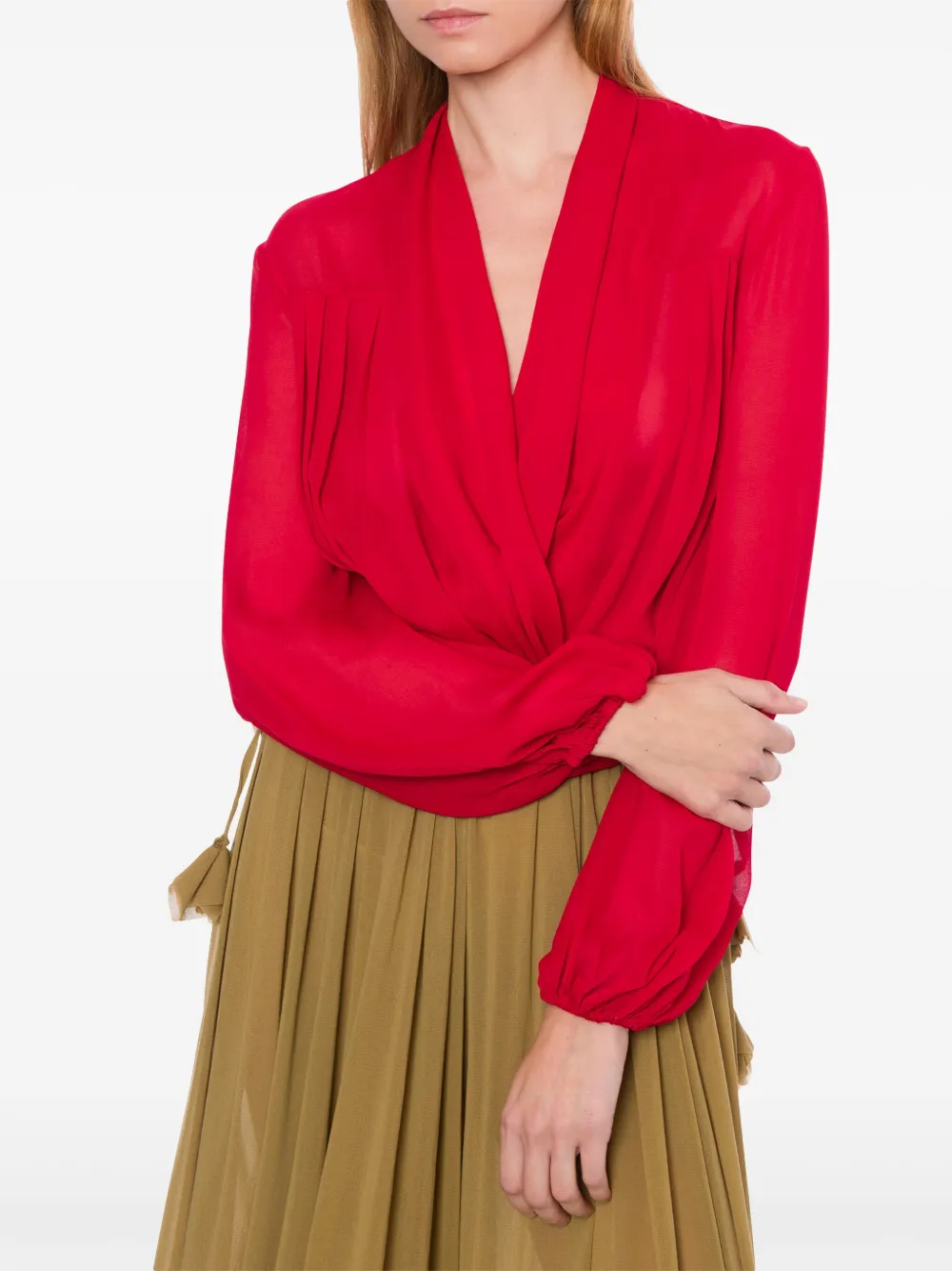 Philosophy Di Lorenzo Serafini Gedrapeerde doorzichtige blouse Rood