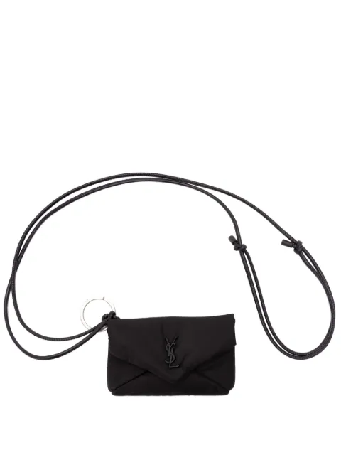 Saint Laurent cartera capitonada con placa YSL