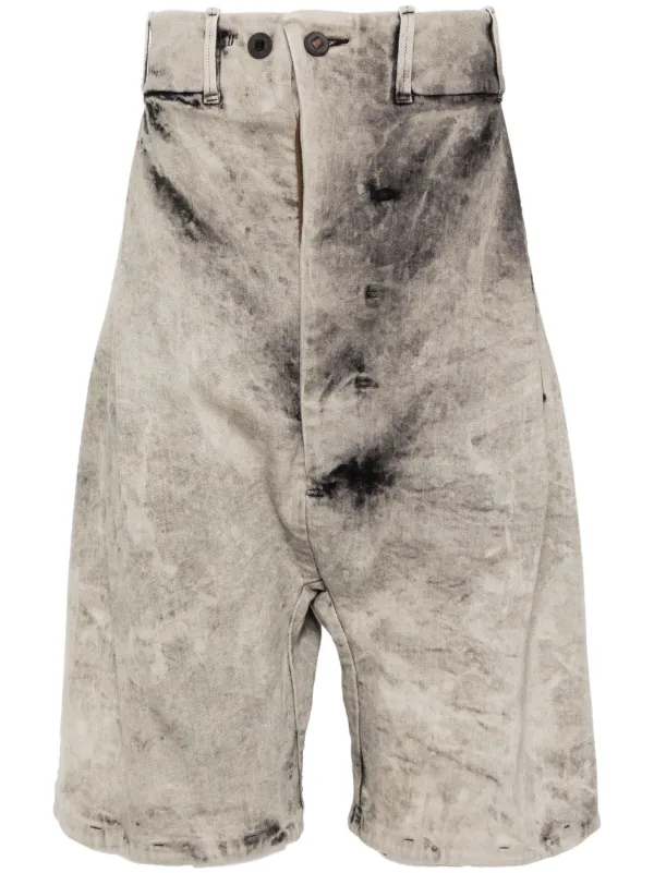 Boris Bidjan Saberi acid-washed Denim Shorts | Grey | FARFETCH JO