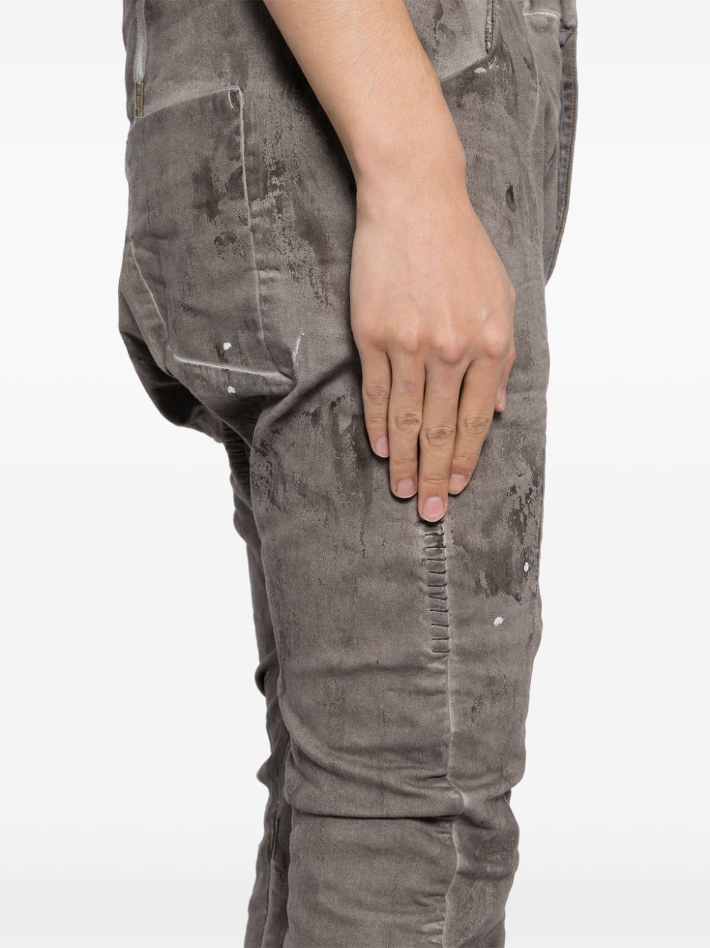 Shop Boris Bidjan Saberi Distress Finish Trousers In Grey