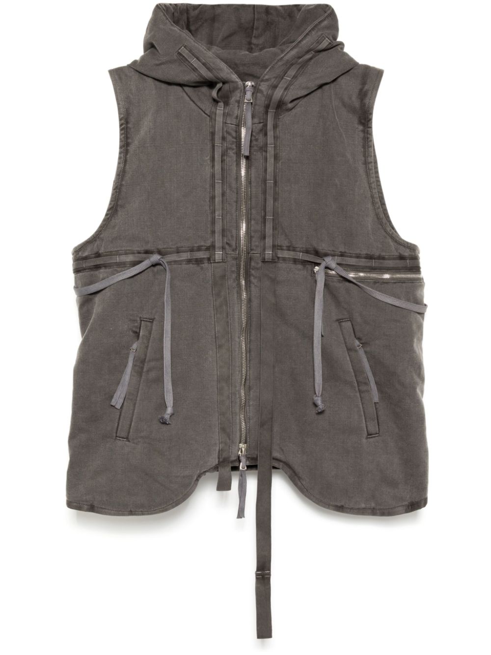 Boris Bidjan Saberi padded hooded vest - Grey