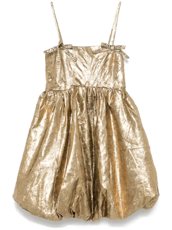 GANNI pleat-strap Mini Dress | Gold | FARFETCH GANNI pleat-strap Mini Dress | Gold | FARFETCH