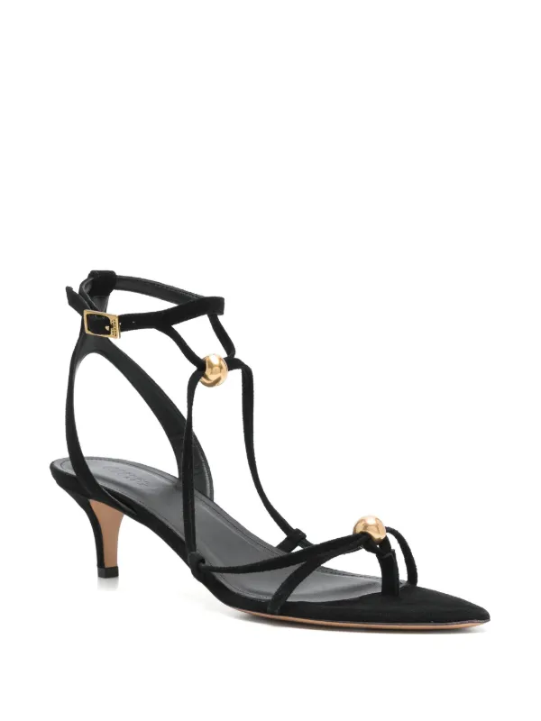 サンダル・ミュール ISABEL MARANT Women Sandals SD0014FAC2B04SBKSI Black Isabel Marant women's black leather sandals with silver
