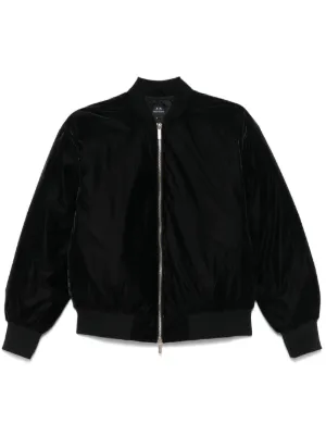 エンポリオアルマーニ ブラック ボンバージャケット ベルベット Emporio Armani ベルベット ボンバージャケット | ブラック | FARFETCH JP