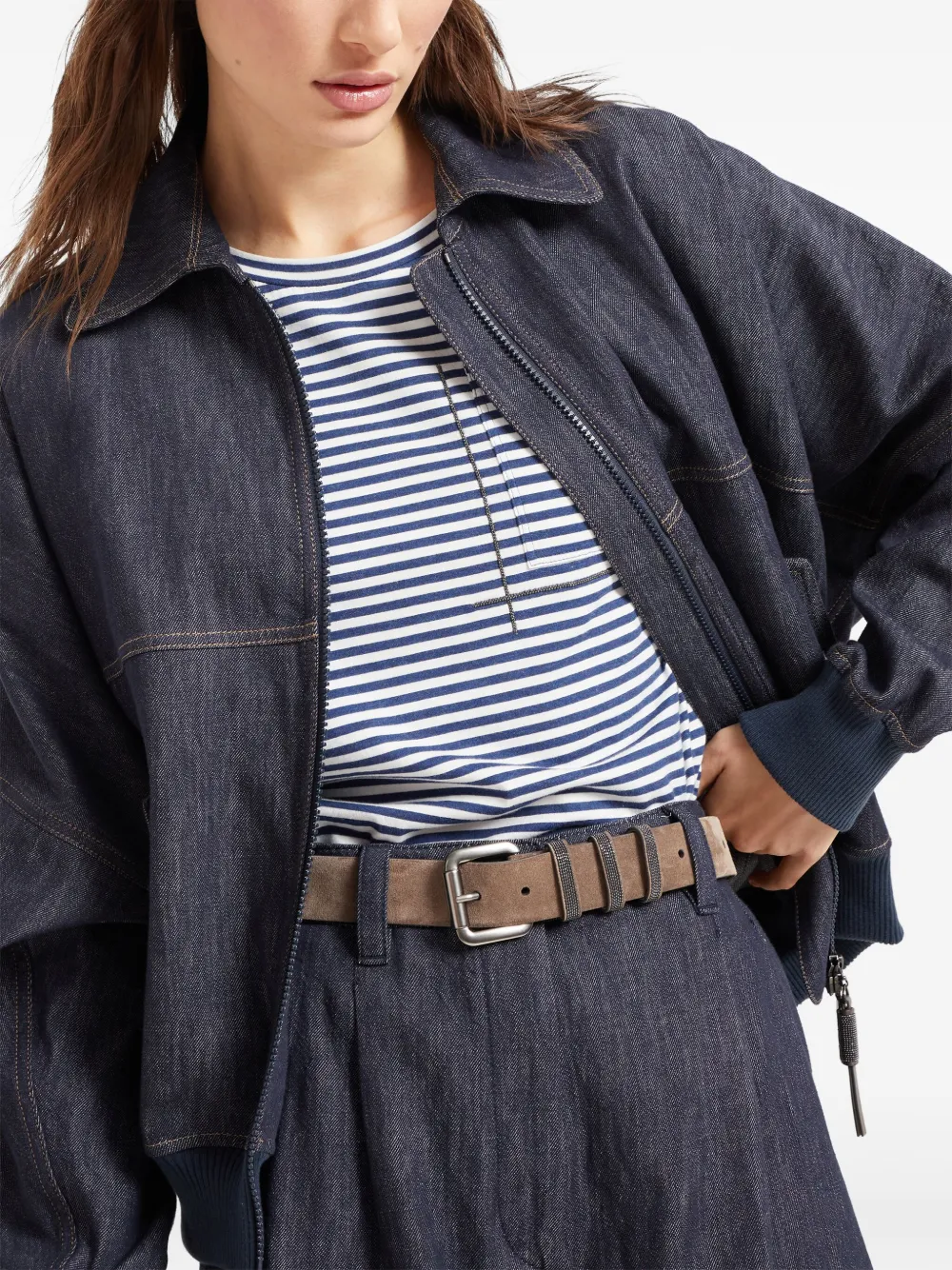 Brunello Cucinelli Suède riem Bruin
