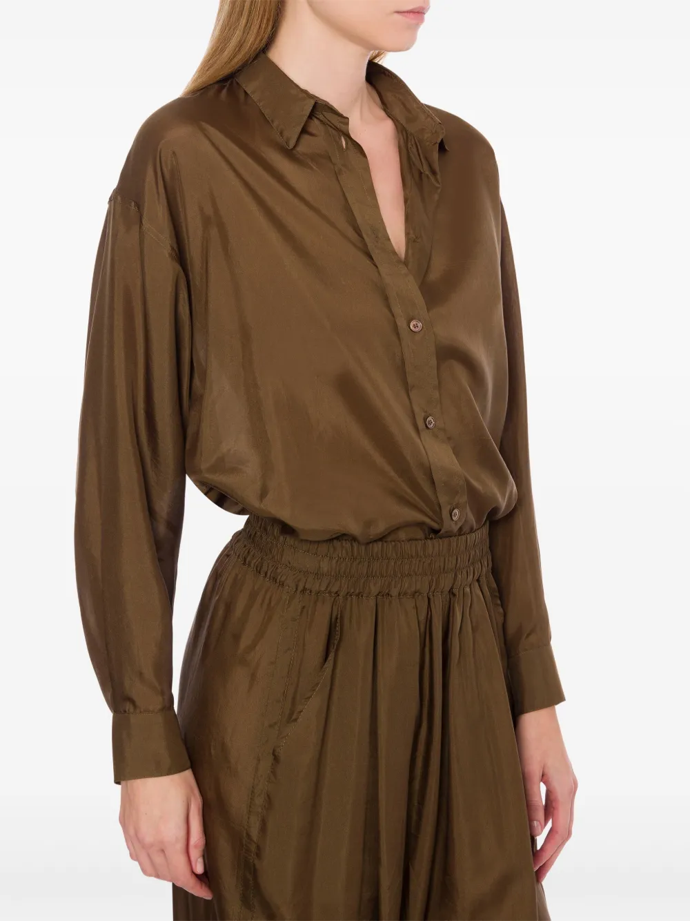 Philosophy Di Lorenzo Serafini Zijden blouse Bruin