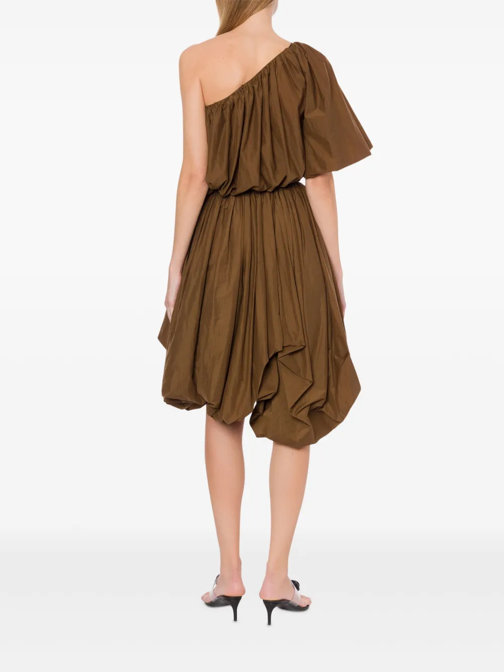 Philosophy Di Lorenzo Serafini One-shoulder Brown Top With Voluminous Silhouette In Brown