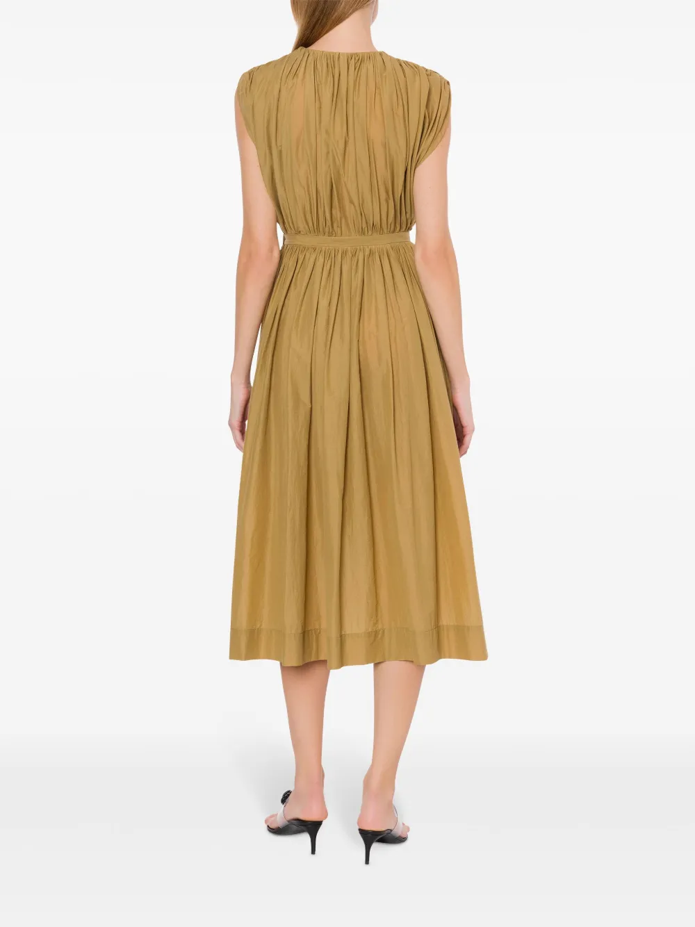 Shop Philosophy Di Lorenzo Serafini Gathered Midi Dress In Neutrals
