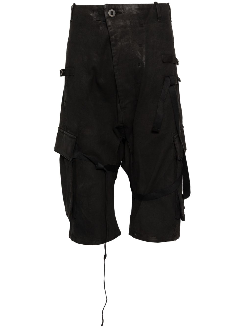 Boris Bidjan Saberi Stonewashed Cargo Track Shorts In Black