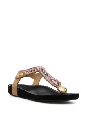 【Isabel Marant】レニョ レザートリム ラフィアサンダル ISABEL MARANT ウィメンズ サンダル通販 - FARFETCH