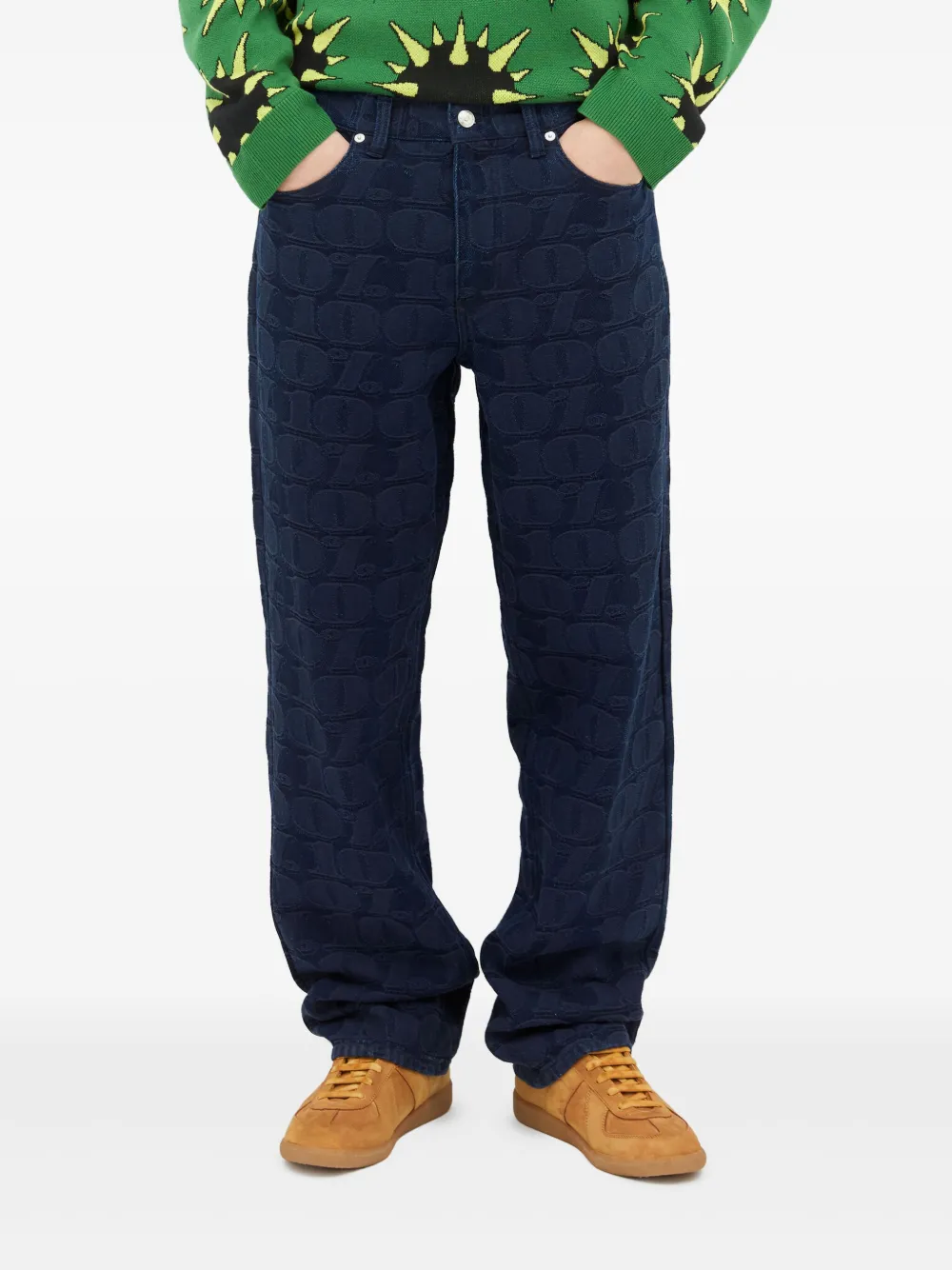 Awake NY logo-jacquard jeans - ブルー Awake NY logo-jacquard jeans - ブルー