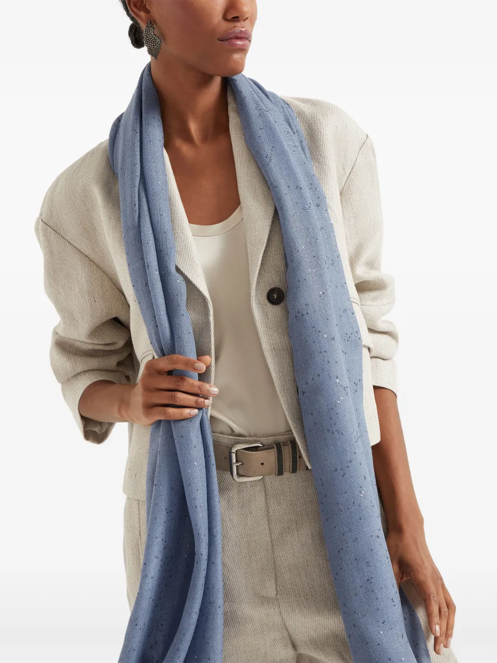 Brunello Cucinelli Sjaal met pailletten Blauw