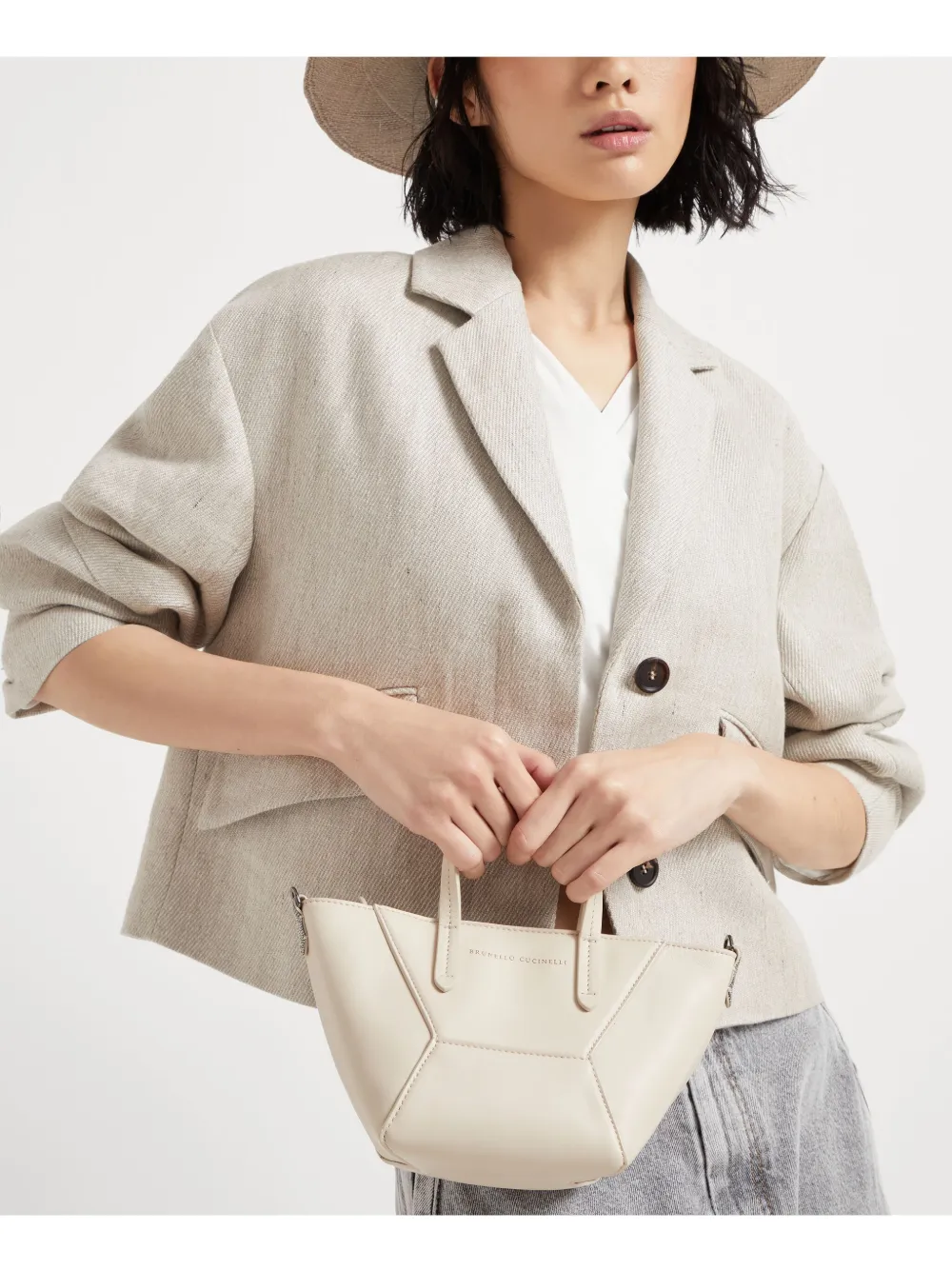 Brunello Cucinelli Mini BC Duo Leather Tote Bag | Neutrals