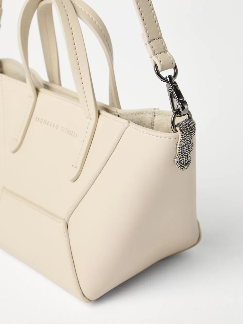 Shop Brunello Cucinelli Mini Bc Duo Leather Tote Bag In Neutrals