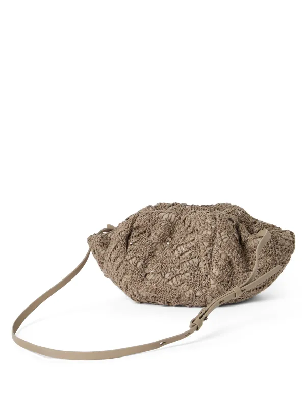 Brunello Cucinelli crochet-panel Cross Body Bag | Neutrals