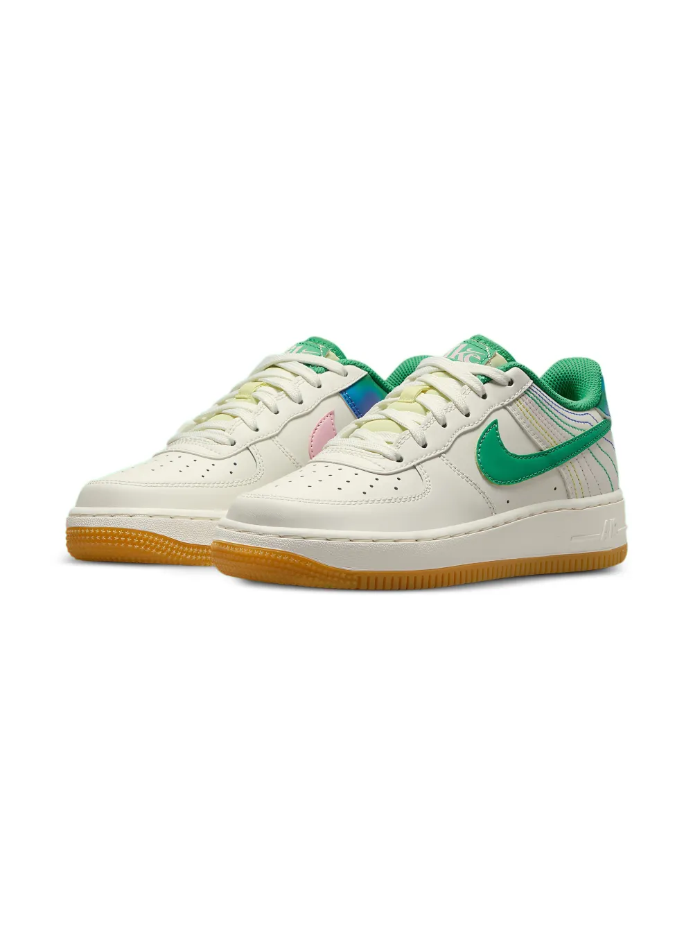 Nike Kids Air Force 1 Low LV8 3 "Heel Stitch Sail Stadium Green" sneakers Wit